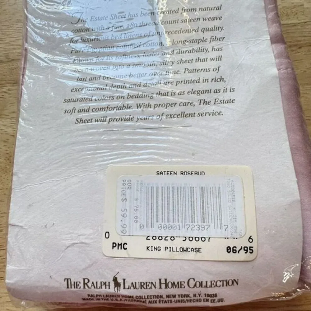 New Ralph Lauren Estate Sheet Egyptian Cotton Sateen 2 KING Pillowcases‎ Rosebud
